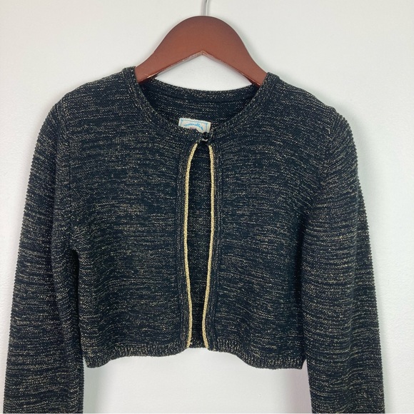 Marmellata Black Metallic Cropped Cardigan Girls 12 - Picture 4 of 10